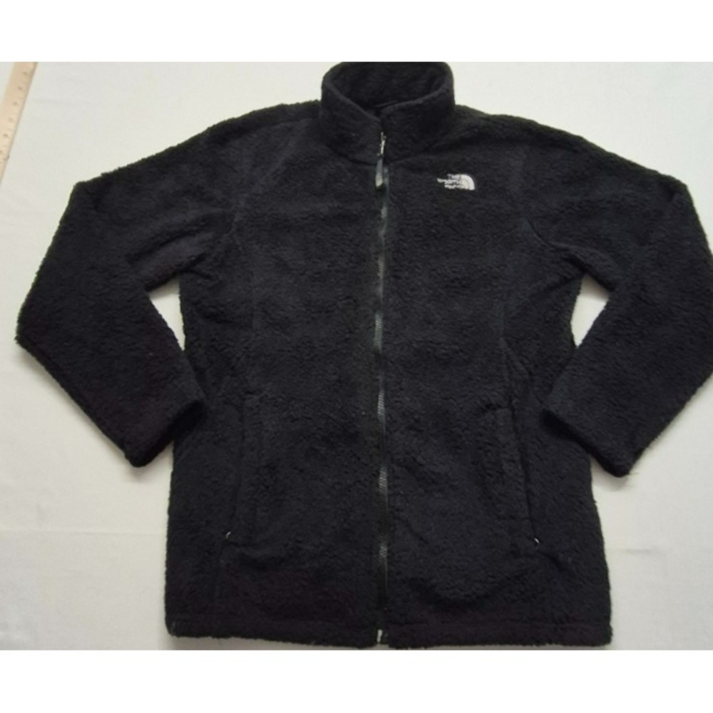 North Face Jacket Girl's Black Fleece full zip pockets sz. XL
